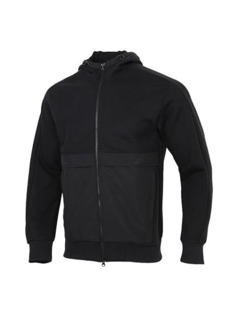 adidas Th Jkt Kn Fabmx Splicing Big Pocket Hooded Jacket Black GP0962