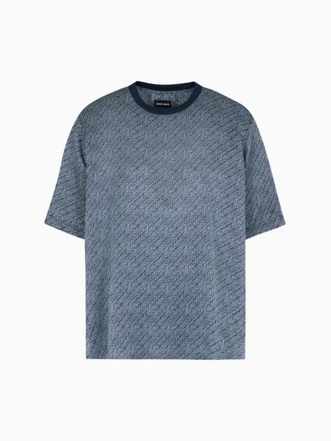 T-SHIRT SHIRT IN CHEVRON-PRINT SILK