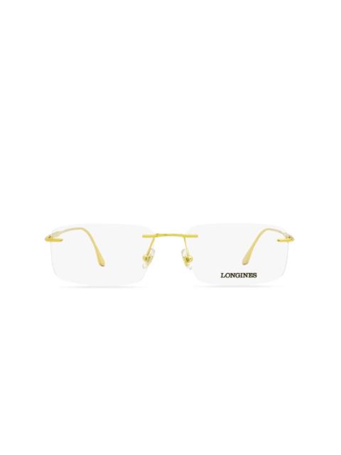 rimless square-frame glasses