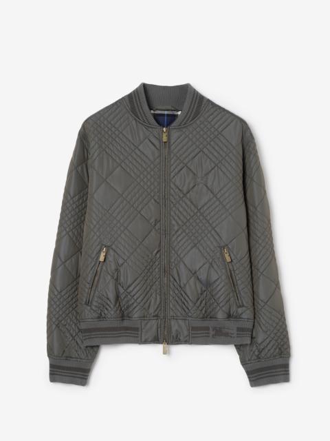 Micro Check-stitch Nylon Blend Bomber Jacket