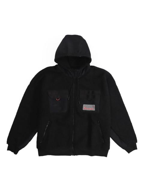 Air Jordan Zipper Fleece Windproof Stay Warm Hooded Jacket Black CT3555-010