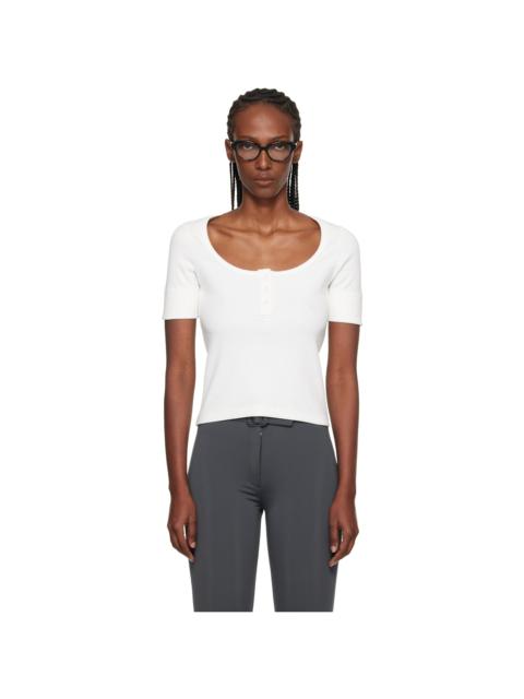 White Buttoned 90's Rib T-shirt