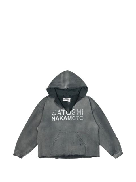 distressed V-cut hoodie