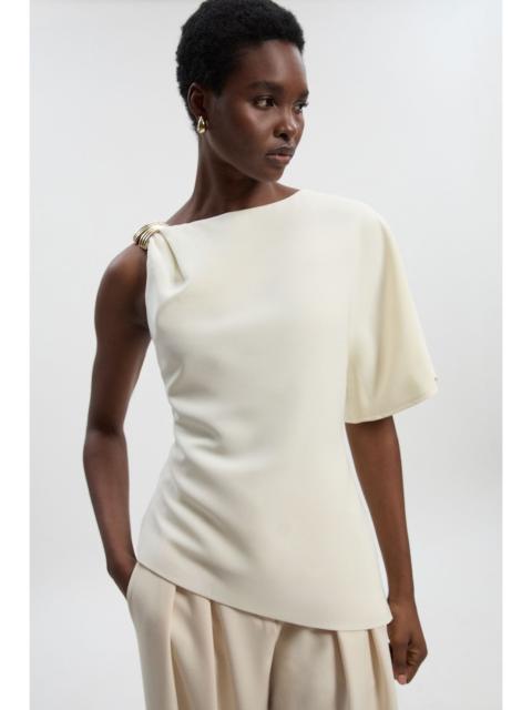 Soft Tailored Trim Detail Asymmetric Top