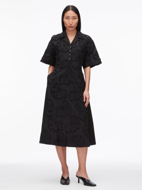 Embroidered Midi Shirt Dress