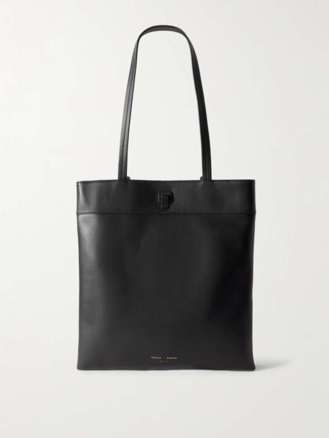 Split leather tote bag Black