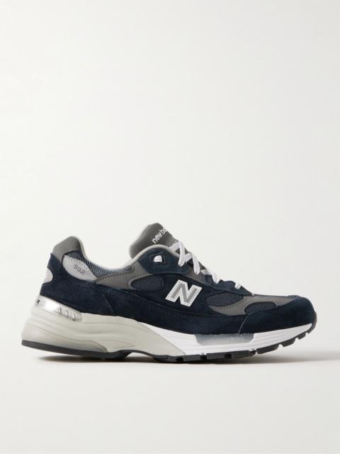 M992 Leather-Trimmed Suede, Nubuck and Mesh Sneakers Navy