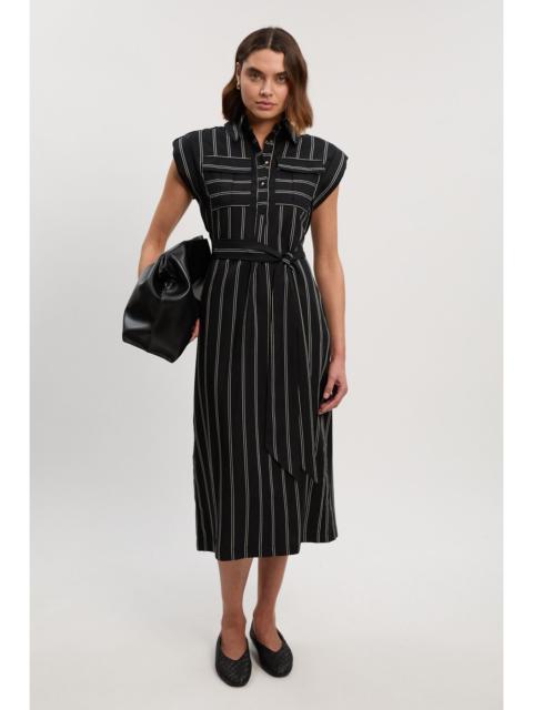 Bold Stripe Cotton Woven Maxi Shirt Dress