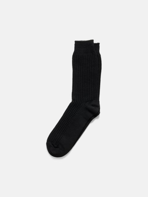R1110 Cotton Waffle Crew Socks Black