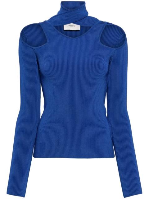 cut-out ribbed-knit jumper