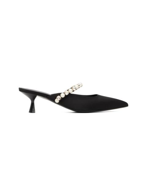 Black Elsa Pearl-Embellished Kitten Heels