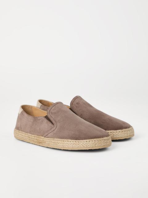 Washed suede slip-ons with rope insert