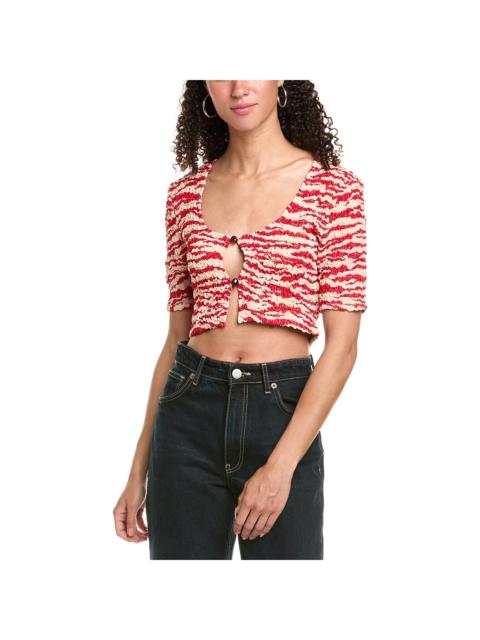 GANNI Printed Light Georgette Cropped Blouse