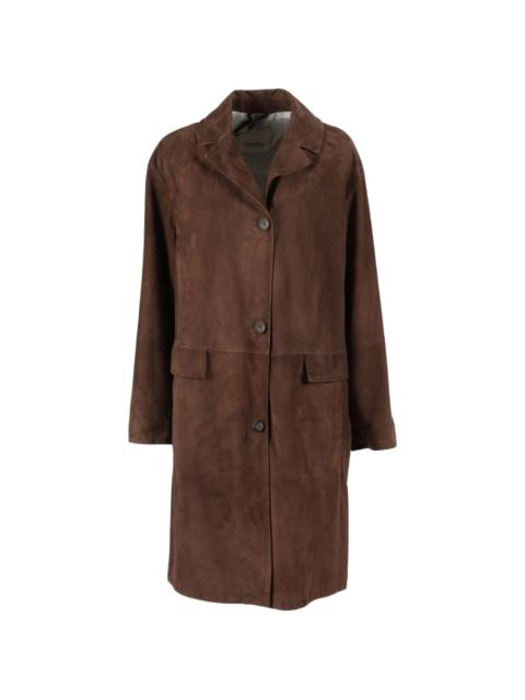 Ortensia lapel-collar suede coat