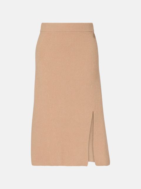Knitted wool and cashmere midi skirt