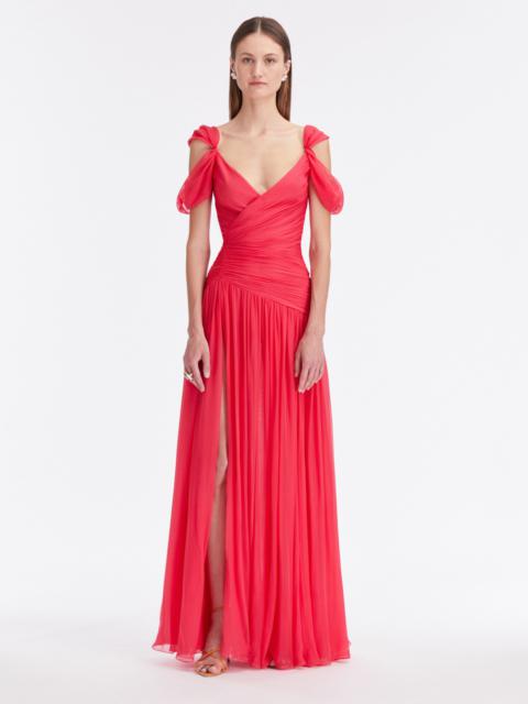 DRAPED SILK CHIFFON GOWN