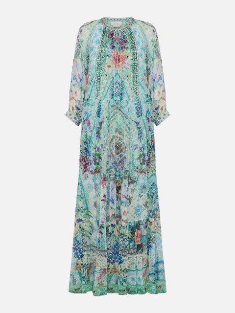 LONG GATHERED PANEL DRESS