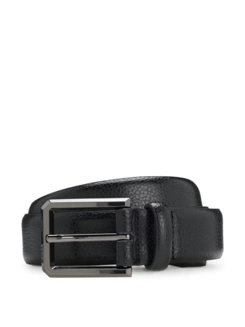 GRAINED-LEATHER BELT WITH GUNMETAL BUCKLE