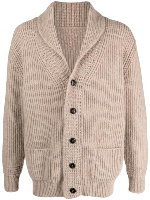 ribbed-knit wool blend cardigan