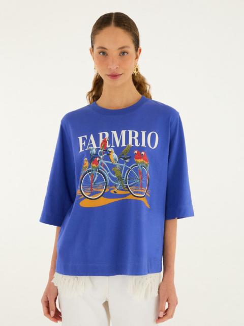 Blue Bike Birds Organic Cotton T-Shirt