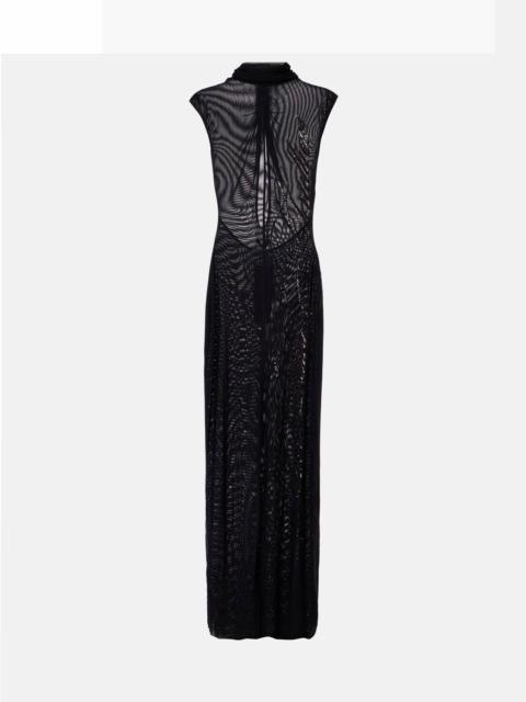 Sequined mesh maxi dress