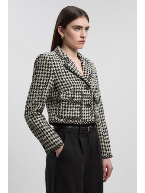 Textured Tweed Pocket Front Tailored Cropped Jacket