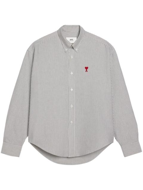 logo-embroidered striped cotton shirt