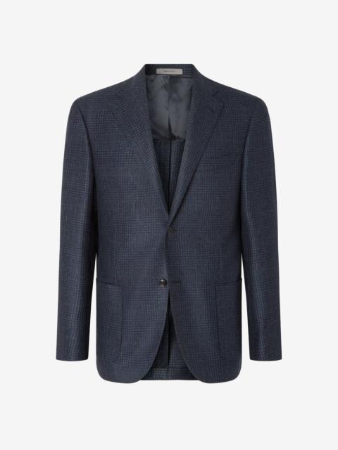 Blue glen plaid wool jacket