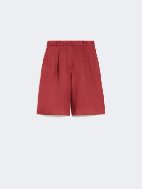 Long linen canvas Bermuda shorts - BRICK RED