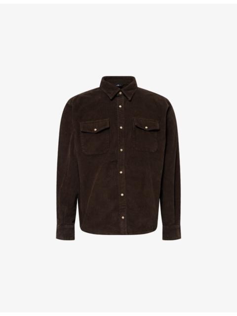 Pointed-Collar Stretch-Cotton Corduroy Overshirt