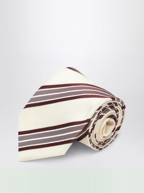 Ecru striped silk tie