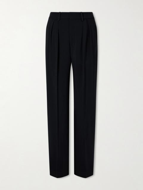 Aiden Pleated Cady Straight-leg Pants