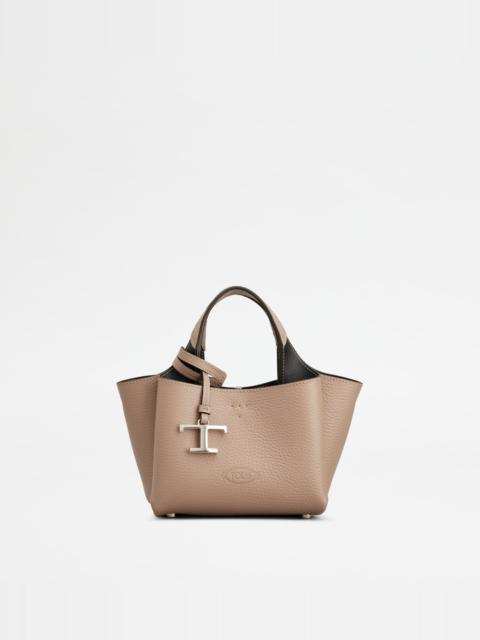 BAG IN LEATHER MICRO - BEIGE, BLACK