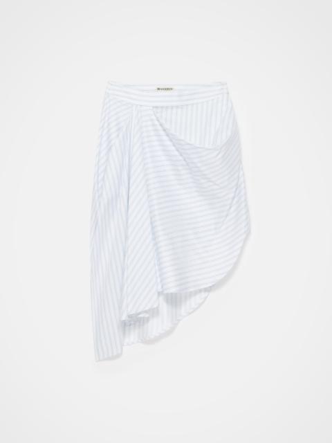 ASYMMETRIC DRAPED SKIRT IN WHITE & BLUE