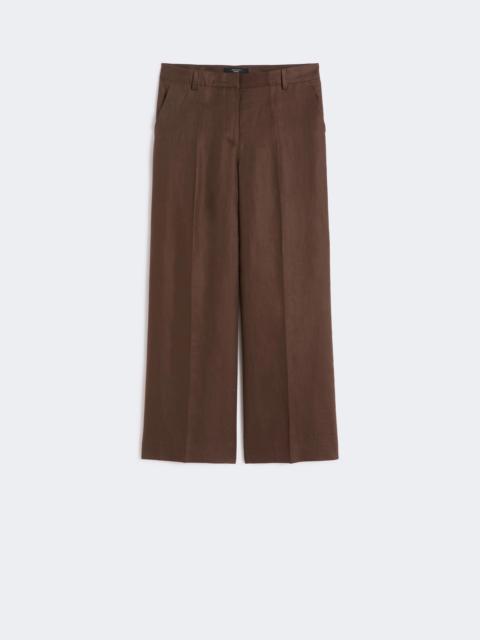 Linen canvas trousers - CHOCOLATE