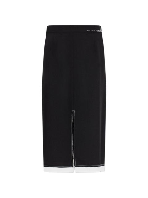 split logo-embroidered midi skirt