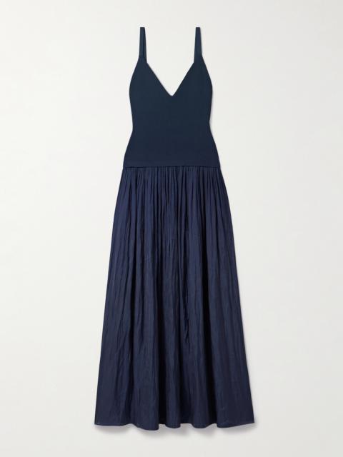 Romeo Ribbed-knit And Gathered Poplin Maxi Dress