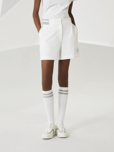 Stretch cotton lightweight French terry active shorts with logo