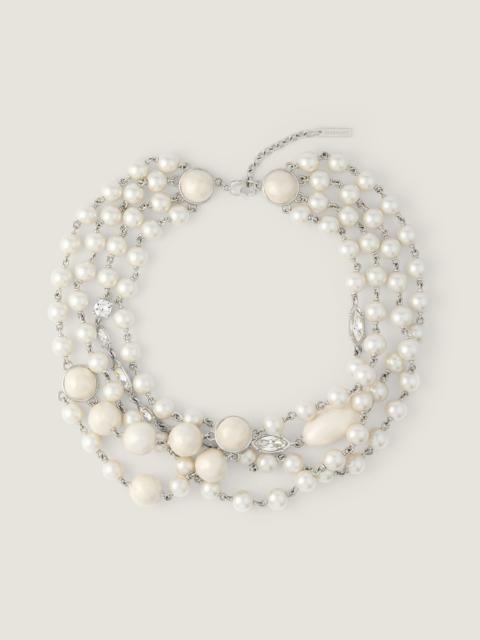 NECKLACE IN METAL, PEARLS AND CRYSTALS