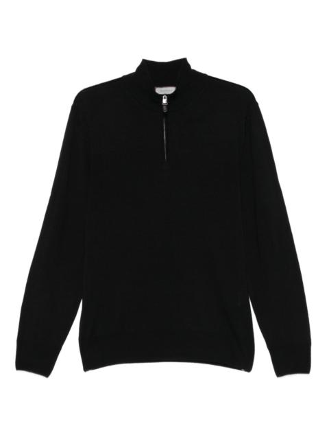 high-neck zip-front sweater