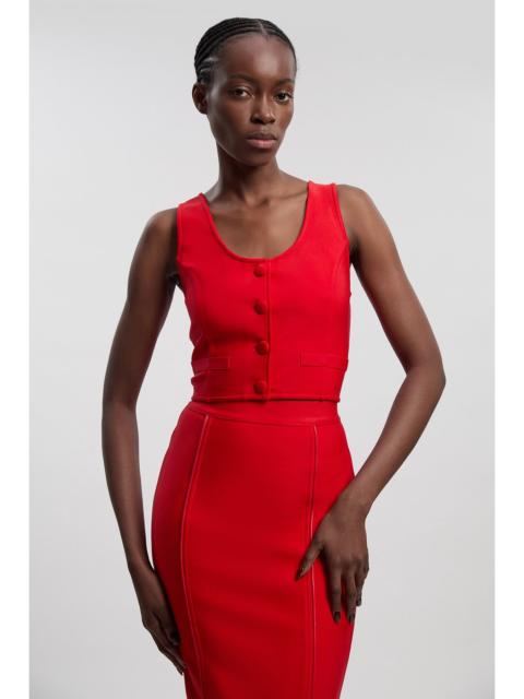 Bandage Button Detail Scoop Neck Top