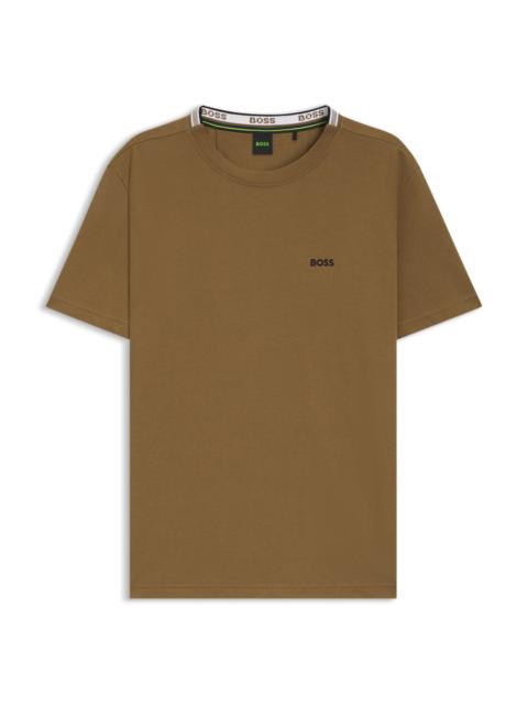 COTTON-PIQUÉ T-SHIRT WITH JACQUARD-WOVEN BACK COLLAR