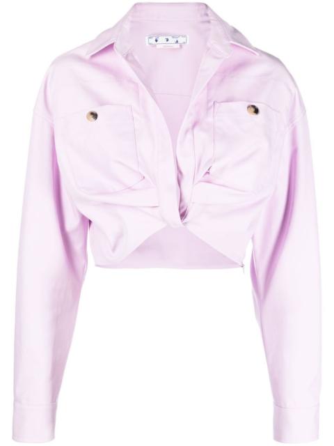 twisted-front cropped cotton jacket