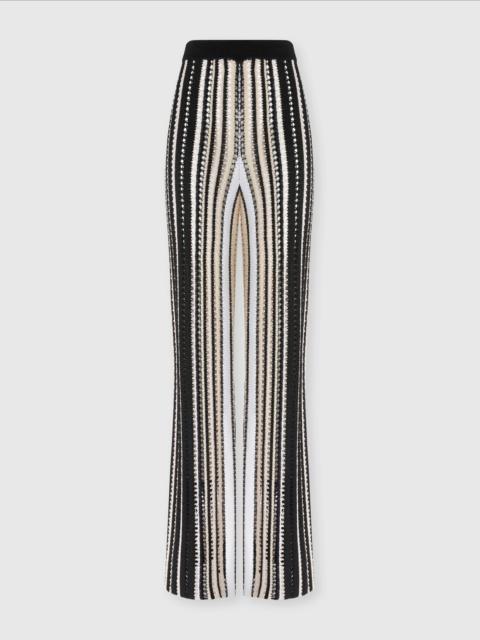 Straight trousers in striped crochet