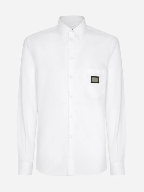 Cotton Martini-fit shirt with branded tag