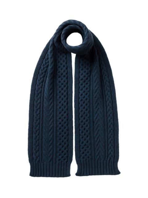 Aran Cable Navy Cashmere Scarf