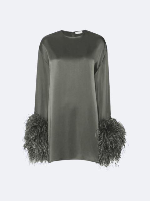 Satin Dress With Feathers