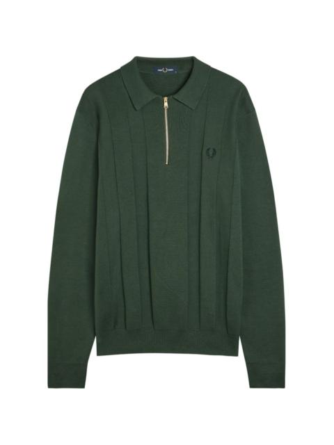 zip-up knitted polo shirt