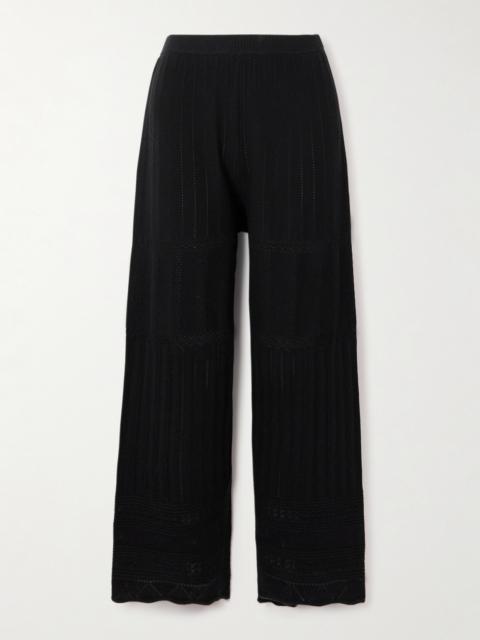 Pointelle-knit Wool And Cashmere-blend Wide-leg Pants