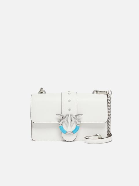 MINI LOVE BAG ONE SHOULDER BAG IN LEATHER WITH TURQUOISE BUCKLE